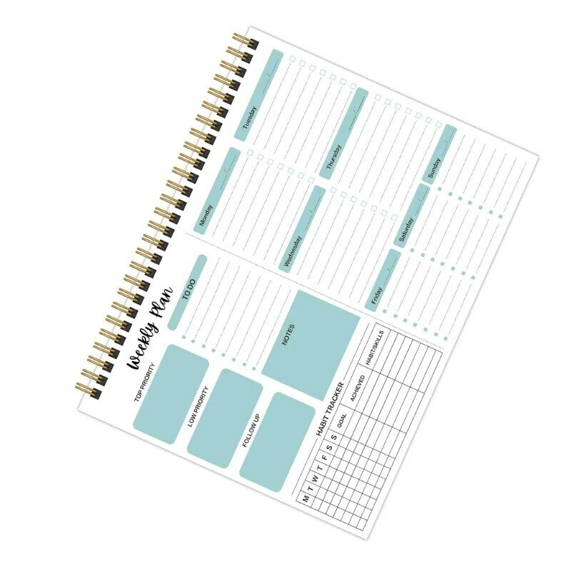 E9LB Еженедельный блокнот-планировщик со списком дел, водонепроницаемая полипропиленовая обложка, 54 листа для ведения журнала