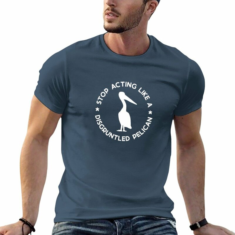 Disgruntled Pelican (White) T-Shirt korean fashion tees graphic t shirts boys animal print shirt men t shirts