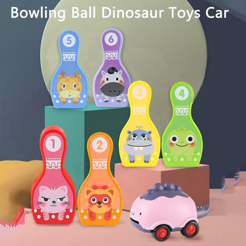 Juego de Pelota de bolos ABS para interiores, juguete de vehículo de dinosaurio, fácil de agarrar, cognición Digital a Color, novedad, 1 Juego
