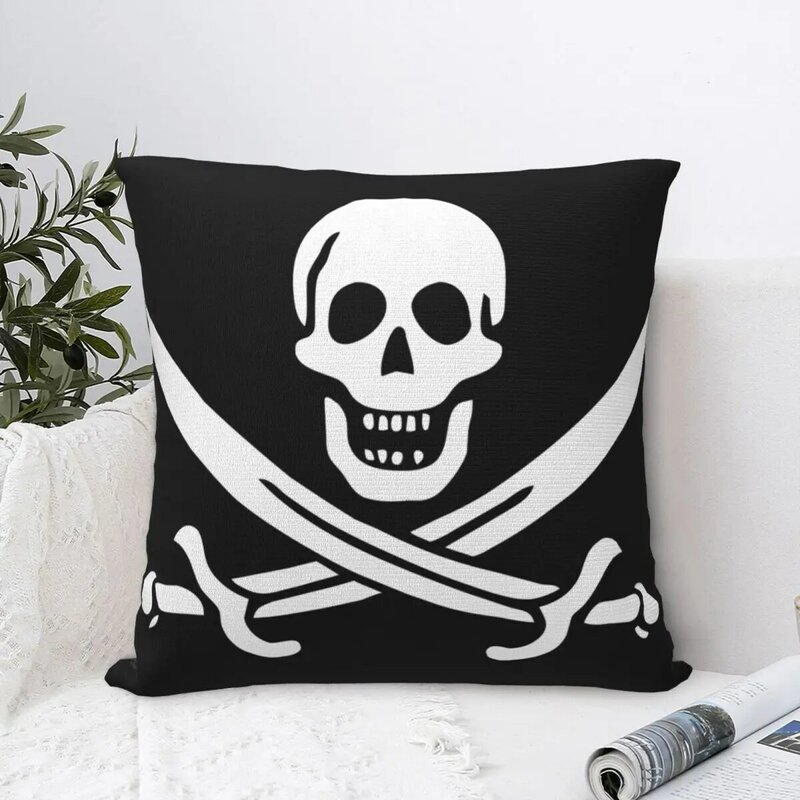 Funda de almohada cuadrada de la bandera pirata de Jack Rackham para sofá