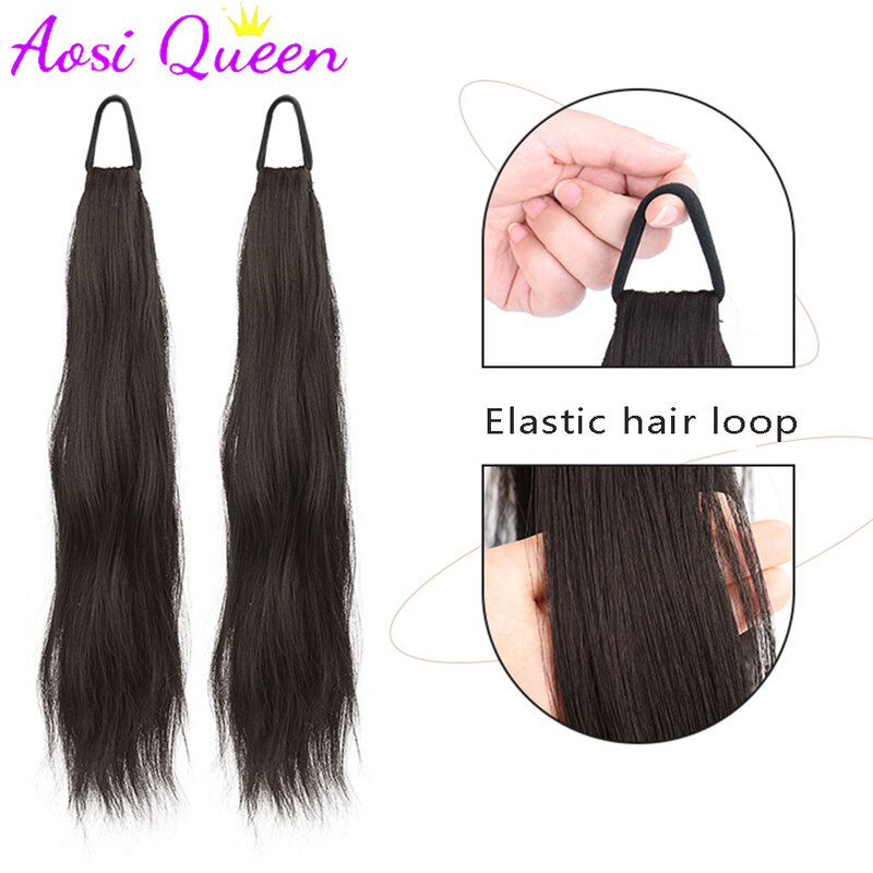 AOSI синтетический парик для конского хвоста, слегка вьющиеся волосы с резинкой, двойной парик для конского хвоста может быть привязан к высоким и низким хвостикам