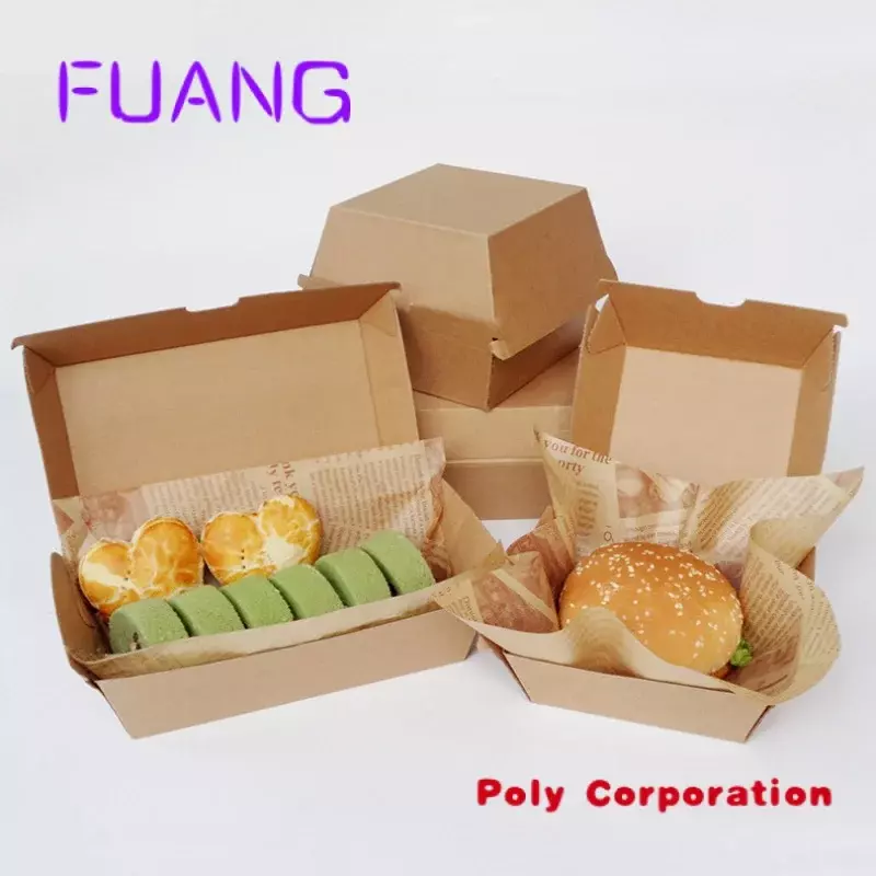 Изготовленная на заказ коробка для гамбургеров из гофрированной бумаги, дизайн с логотипом, материалы пищевого класса упаковочная коробка для гамбургеров