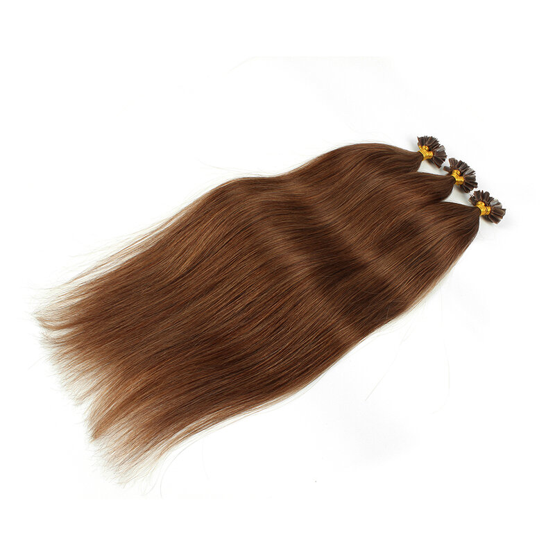 Lovevol-Extensions de Cheveux Humains Remy Lisses, Pointe en V, Pointe d'Ongle KtHair, Capsules KerBrian Pré-Collées, Brun, 12 "-26"