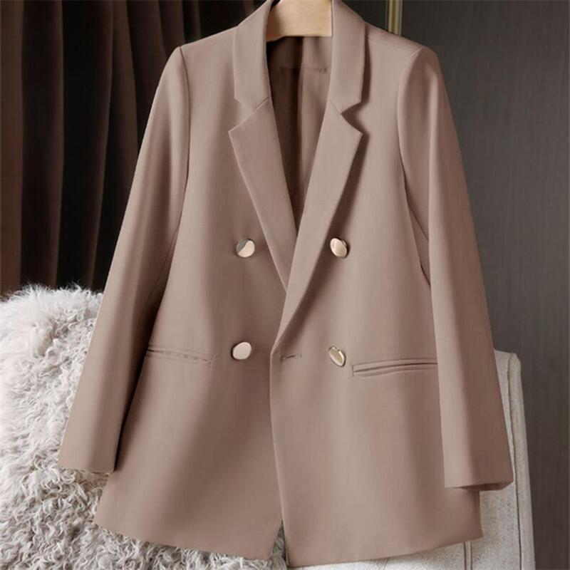 Women Suit Coat Professional Women's Double-breasted Suit Coat Formal Business Style Jacket With Lapel Long Sleeves For Office