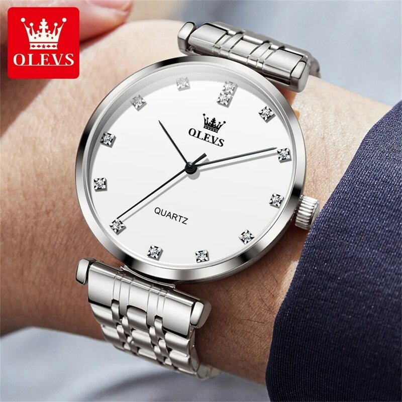 OLEVS Brand 2024 New Fashion Quartz Watch for Men Luxury Stainless Steel Strap Waterproof Simple Mens Watches Relogio Masculino