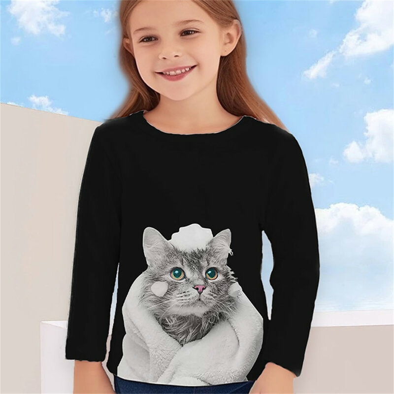 여아 여름 패션 어린이 의류 귀여운 고양이 키즈 반팔 티셔츠, 겉옷 아기 소년 의류, 만화 유니콘 프린트 상의