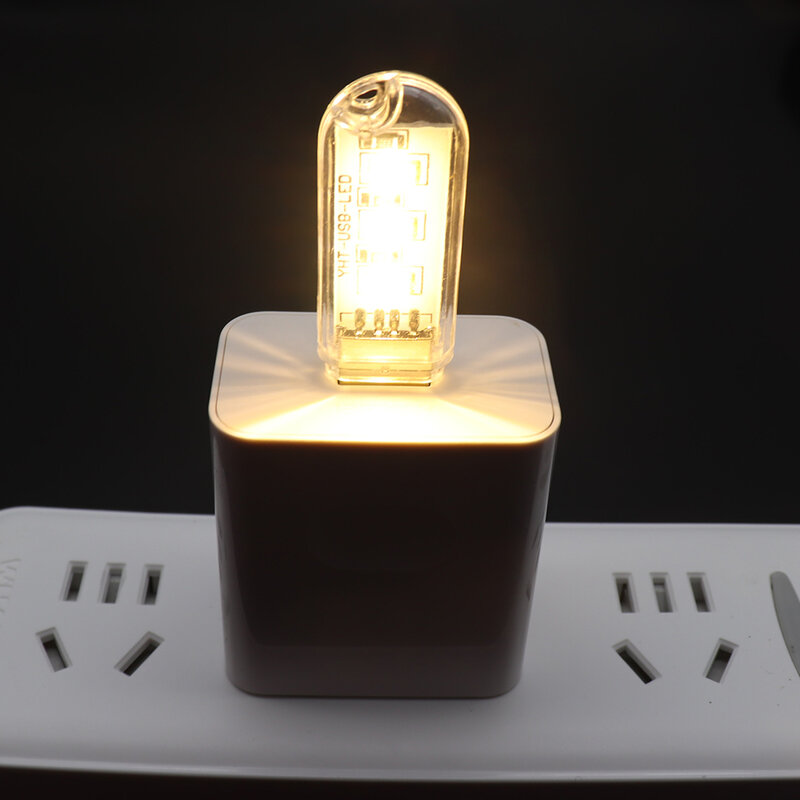 Luz LED de noche con USB, lámpara portátil con disco en U, 3LED, 1,5 W, lámparas de lectura, Mini luces de colores, DC5V, alimentada por Banco de energía para acampar