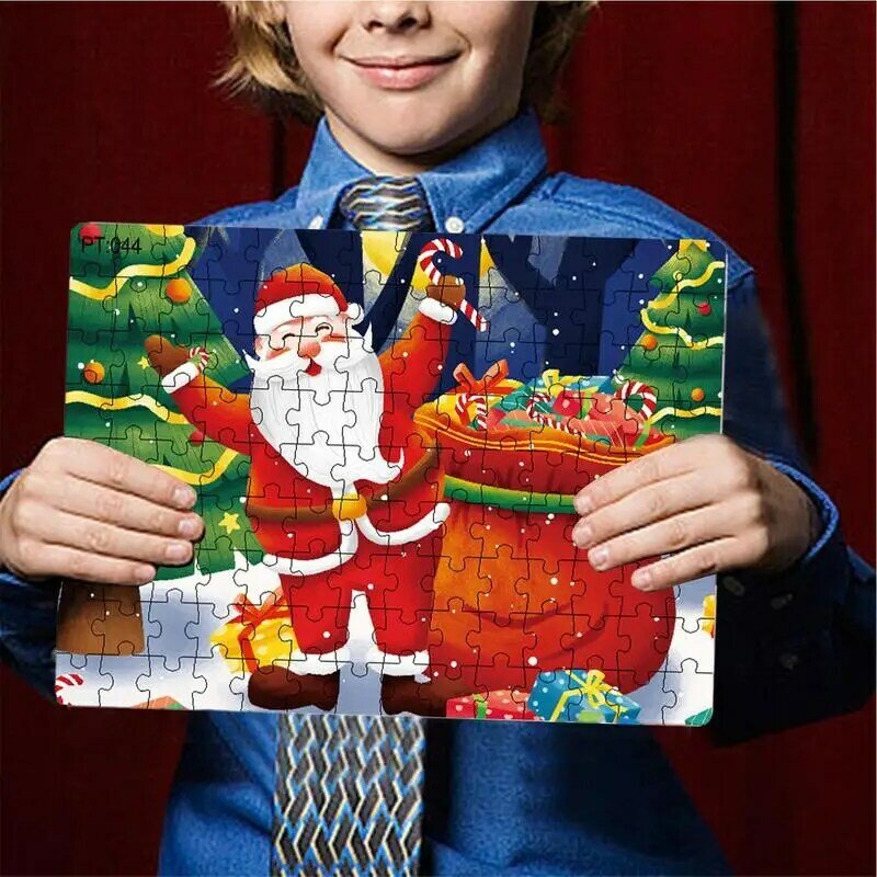 Papai Noel Papelão Jigsaw para meninos e meninas, Natal Puzzles, jogo educativo, presente de aniversário