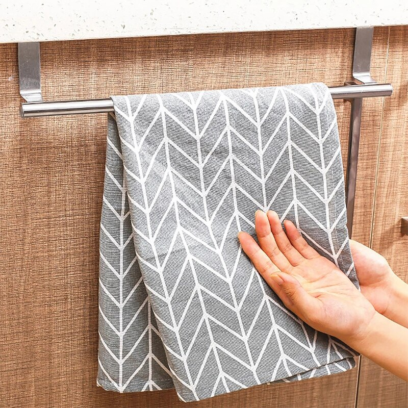 Towel Rack Over Door Towel Bar Hanging Holder Stainless Steel Bathroom Kitchen Cabinet Towel Rag Rack
