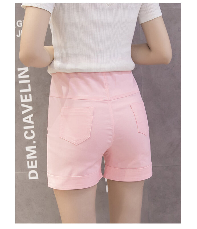 Pantalones cortos de cintura alta para mujeres embarazadas, Shorts informales de Color liso, venta al por mayor, primavera y verano, 2024