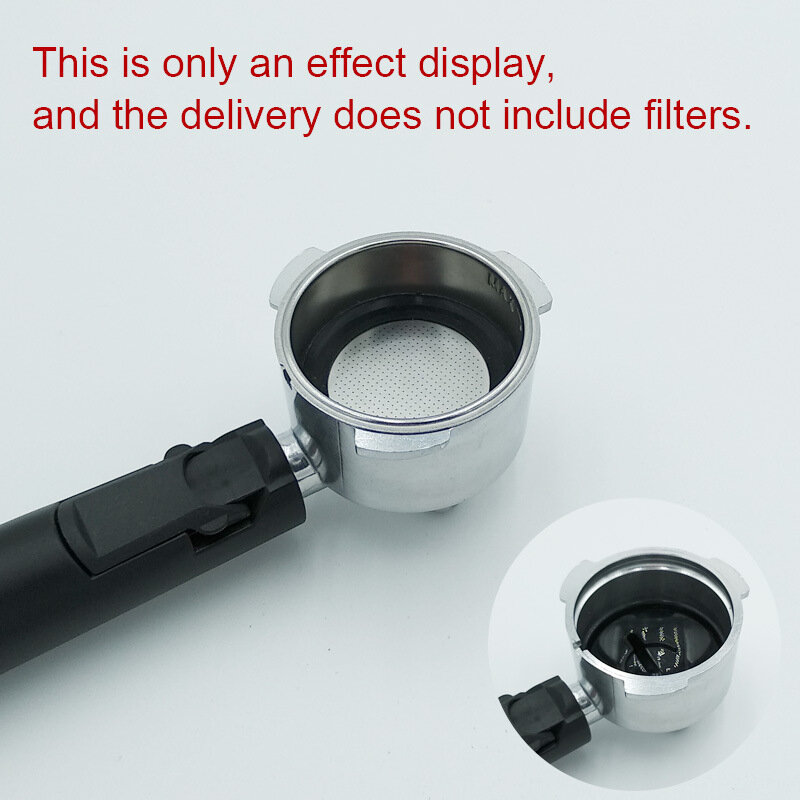 51mm Italian Coffee Machine Accessory Stainless Steel Pressure Powder Cup with Black Rubber Ring Filter
