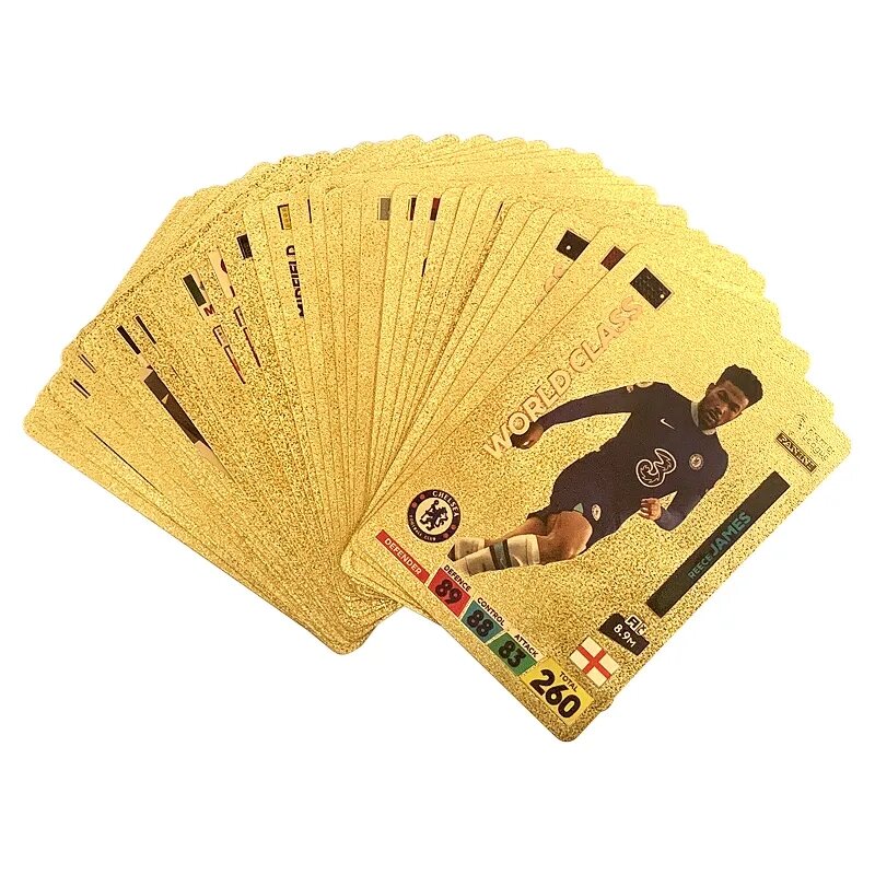 Ballsuperstar World Football Star Golden Cards for Children, Limited Signature Collection, Trading Toy Gift, 27-55 Pcs