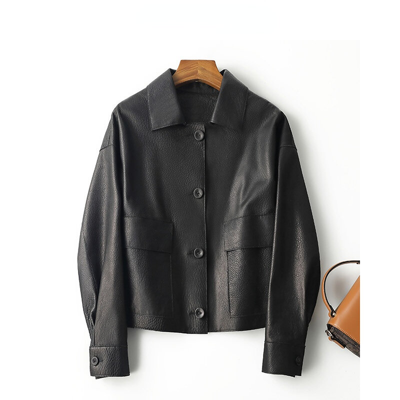 AYUNSUE – veste en cuir de mouton véritable pour femme, manteau Streetwear, collection printemps-automne 2023