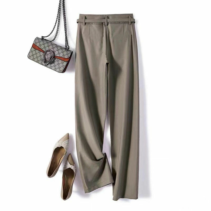 Alta qualidade terno calças largas para as mulheres primavera outono cintura alta calças sob medida draping elegante moda vestido calças femininas