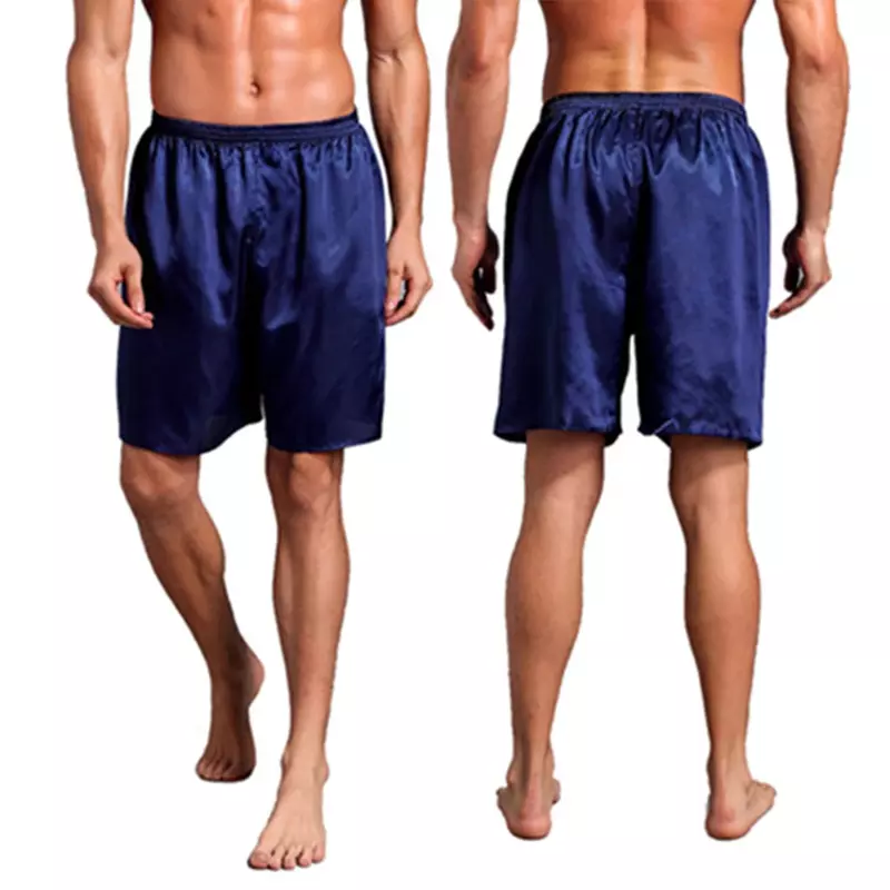Casual Loose Men\'s Satin Silk Shorts Sleepwear Soft Boxer Pajama Sexy Nightwear Underpants Beach Male Shorts Hot Fashion Style