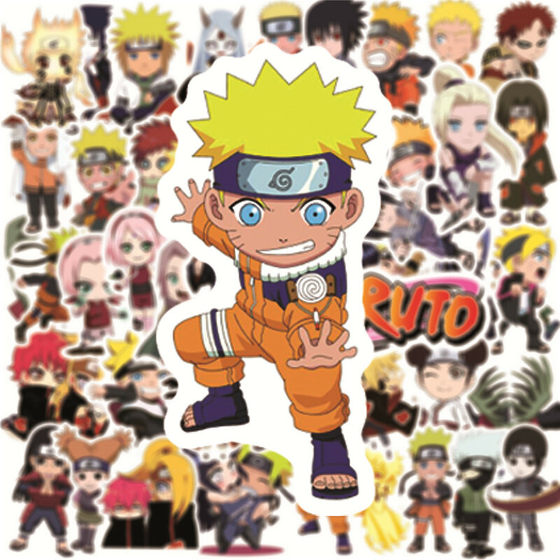 10/50/100 Buah Stiker Anime Naruto untuk Laptop Koper Grafiti Mobil Stiker Kartun Tahan Air Hadiah Mainan Anak-anak