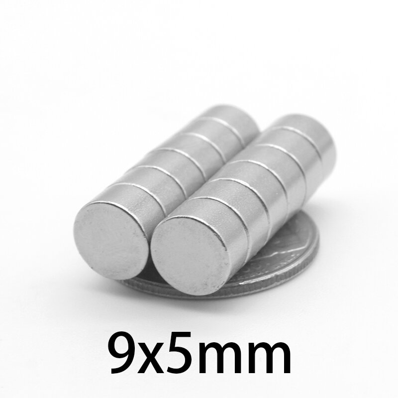 Disco magnético redondo potente de neodimio, imán permanente NdFeB fuerte, 9x5mm, 9x5mm, 10 a 200 unidades
