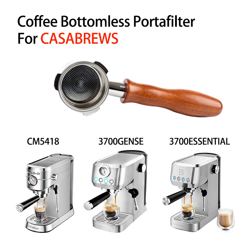 Portafilter sem fundo para máquina de café, Cesta filtrante, Ferramentas Barista, CASABREWS 3700, CM5418, 51mm, 3 orelhas