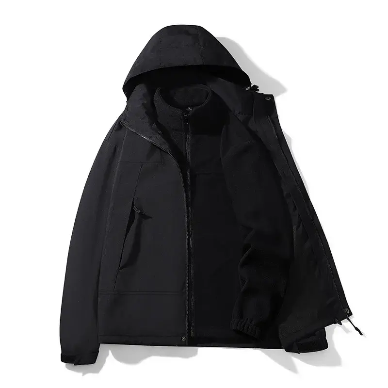 Куртка-бомбер 3-в-1 в стиле Харадзюку для мужчин и женщин, уличная водонепроницаемая ветрозащитная ветровка с капюшоном, пальто на молнии в стиле милитари, верхняя одежда