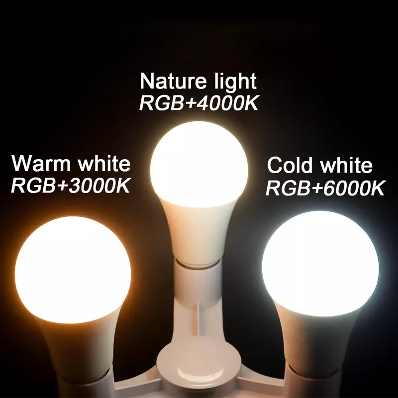Controle Remoto LED RGBW Lâmpada Inteligente, Iluminação de Férias e Humor, Característica de Escurecimento, 6W, 10W, GU10, A60, C37, G45