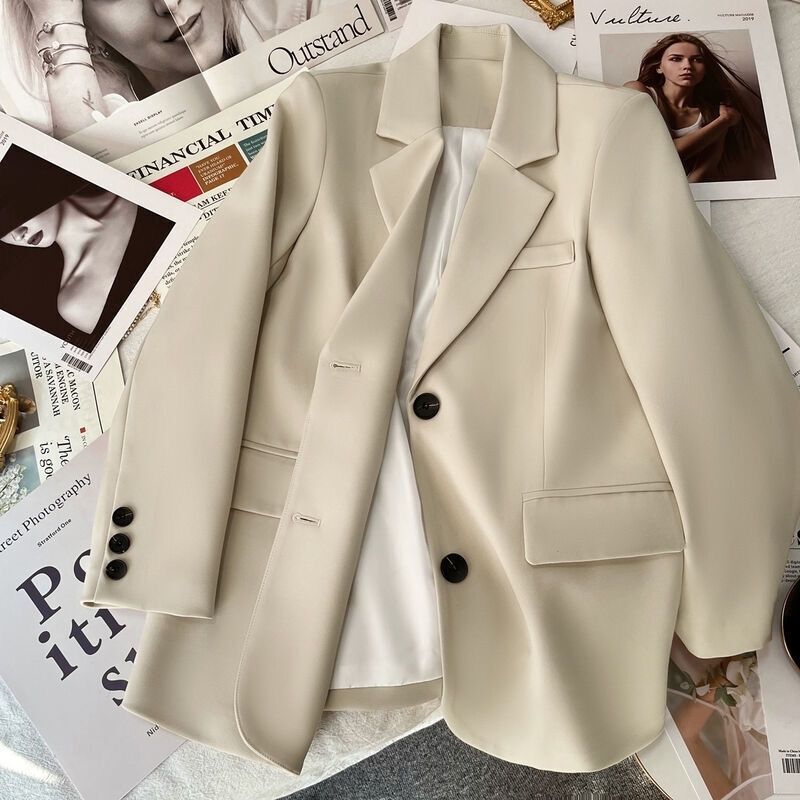 Women's Blazers Solid All-match Elegant Office Ladies Single Breasted Korean Style Trendy Coats Spring High Street Chic Mujer