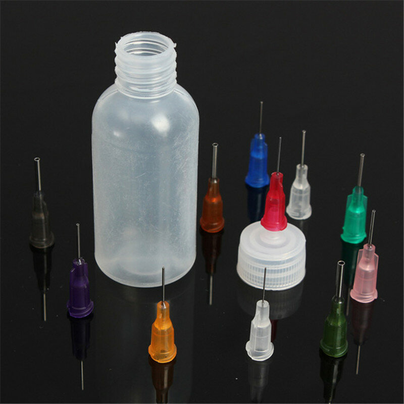 プラスチック製の空のシリンジボトル,30ml/50ml,ロジンはんだペーストディスペンサー用,11本の針が含まれています