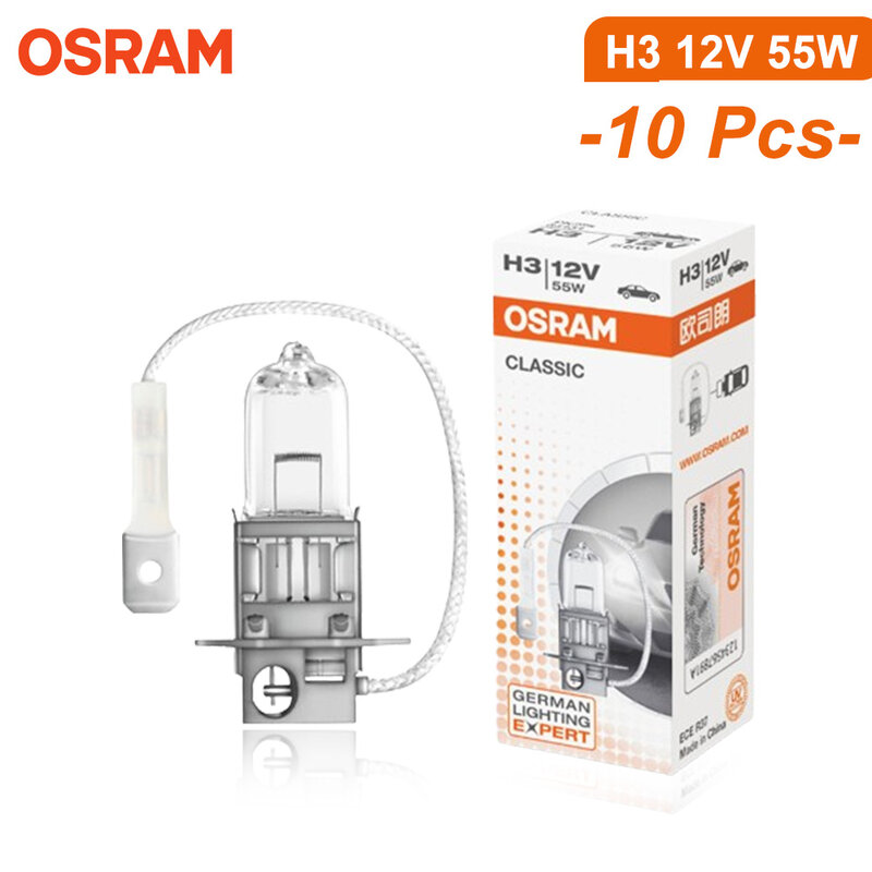 OSRAM Original Headlight CLASSIC H1 H4 H3 H7 12V 55W 60W 100W Auto White Light Fog Lamp Car Halogen Bulb OEM Quality (10 PCS)