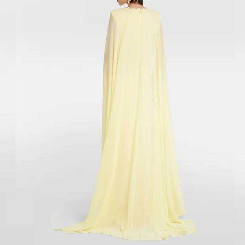 O-Neck Prom Dress Shawl Sleeves With Floor Length Evening Dress Women Birthday Wedding Party Formal Gowns Arabia 2024