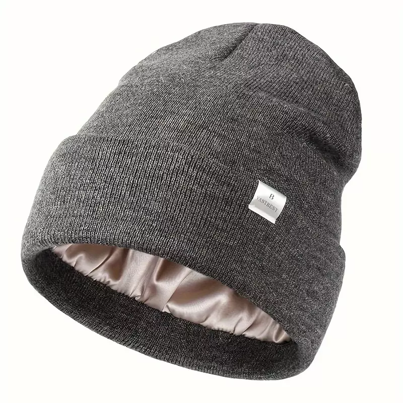 Satin Hats Knitted Beanie Caps For Men Women Unisex Balaclava Hats Silk Lined Men Bonnet Skullies Cap y2k Crochet Hat