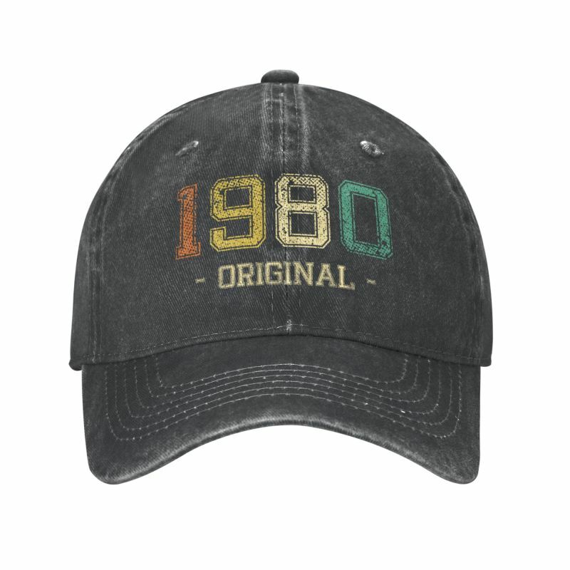 Topi Baseball katun Vintage Born In Original 1980, topi bisbol pria wanita yang dapat disesuaikan uniseks 4.4 hadiah ulang tahun topi ayah luar ruangan