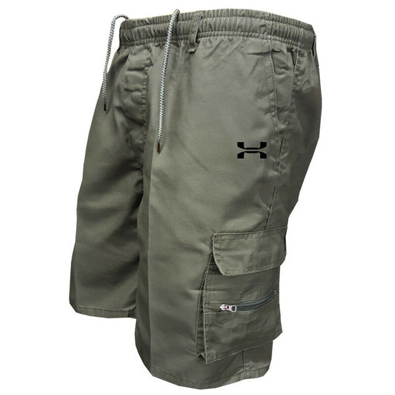 กางเกงทำงานมีซิปมีกระเป๋าสำหรับผู้ชายกางเกงขาสั้นกลางแจ้งใหม่ฤดูใบไม้ผลิ