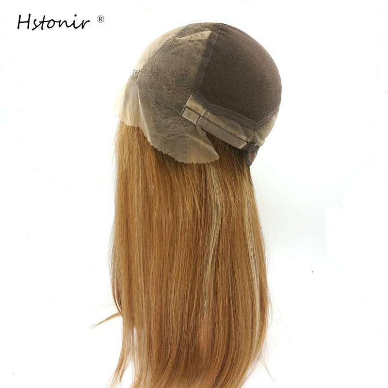 Hstonir seda topo cheia peruca de renda reta frente do laço cabelo natural 100% topos highlighters feminino peruca ombre para lady g045