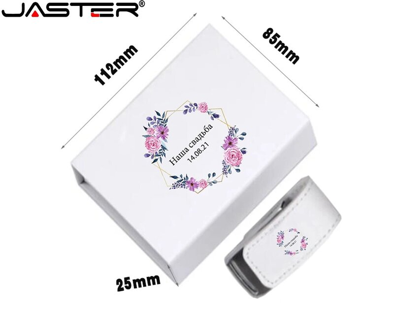 JASTER-Unidad Flash USB 2,0 de cuero, 4GB, 8GB, 16GB, 32GB, logotipo personalizado gratis, regalos de boda