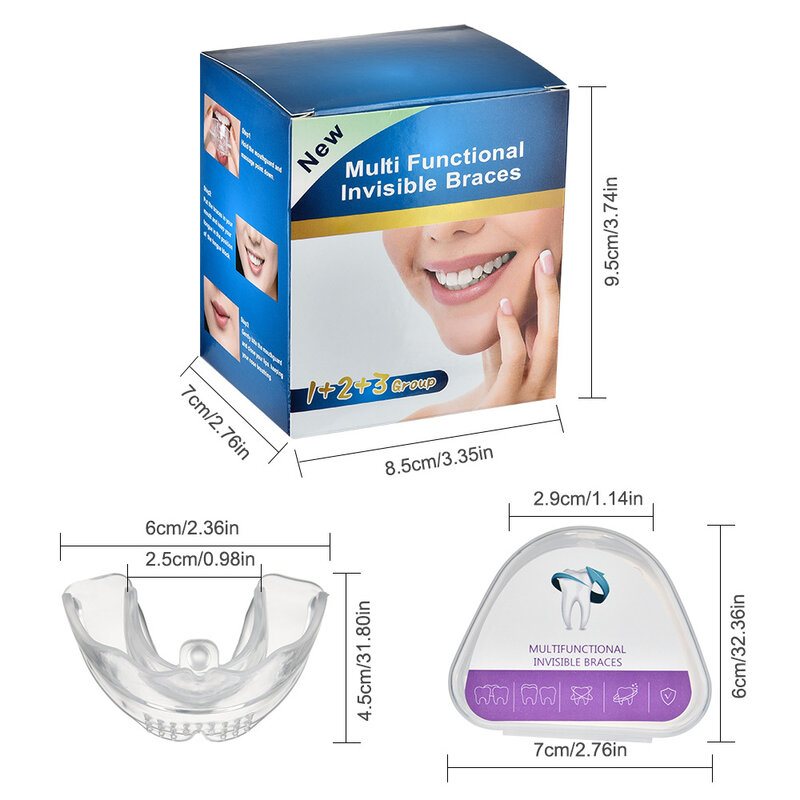 Zahnspangen Kieferorthopädische Zähne Trainer Set für Erwachsene Orthesen Zahn Retainer Ausrichtung 3 Phasen Zähne Haarglätter Zahn Tablett