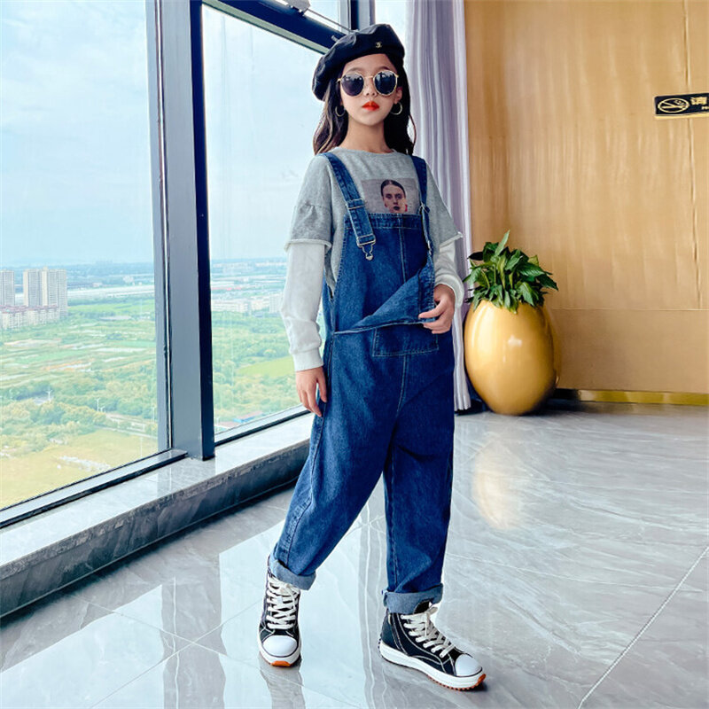 Early Yang Tong A550 girls' autumn denim overalls 2023 new style fashion CuHK children