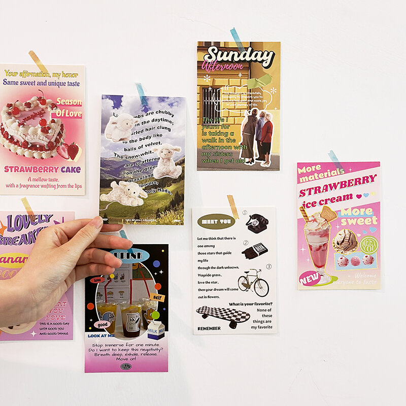 Pegatina de papel de Arte de mensajes Retro, Serie de tienda retro, 4 paquetes por lote