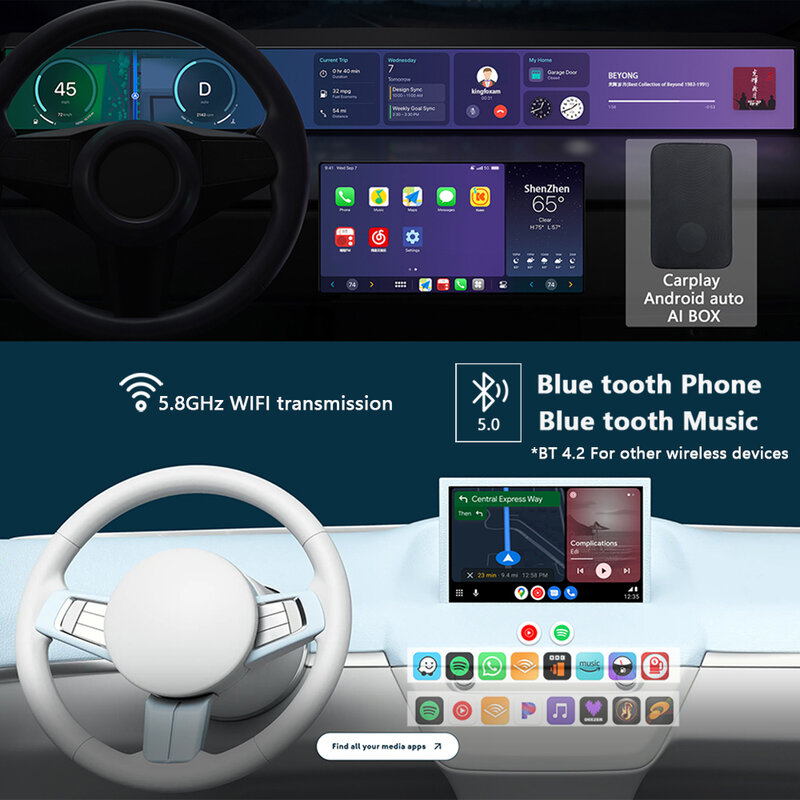 Draadloze Carplay Adapter Voor Apple-Stabiele Snelle Verbinding Voor Converteren Fabriek Bedraad Naar Draadloze Carplay Android Auto Dongle
