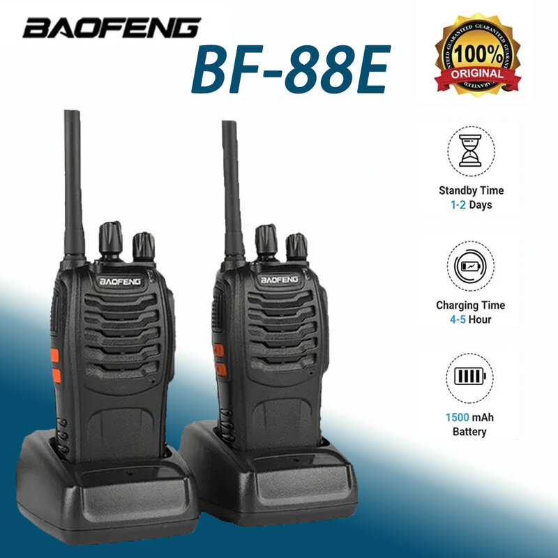 Baofeng-BF-88E PMR Walkie Talkie, comunicador portátil de interfone, 5W, 446MHz, 16 canais, conversa de longa distância, rádio bidirecional