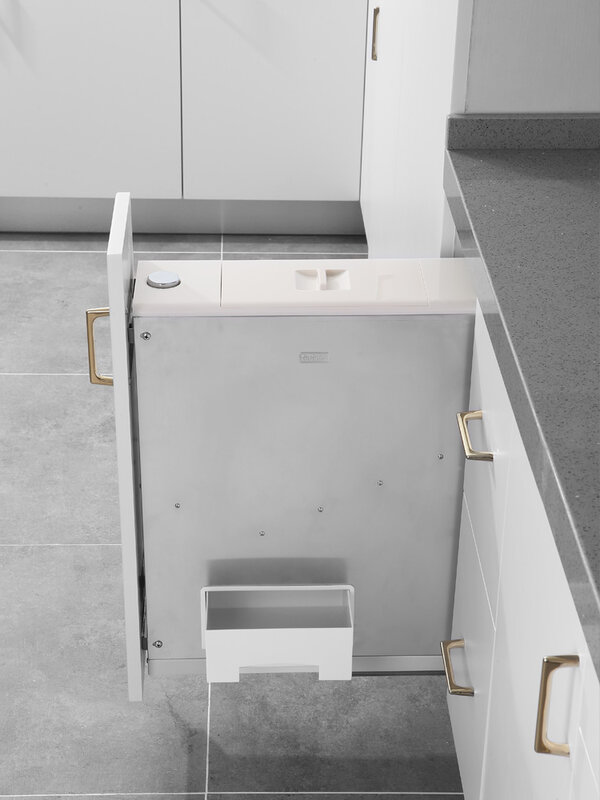خزانة مطبخ جزءا لا يتجزأ من صندوق محاسبة 304 الفولاذ المقاوم للصدأ درج نوع صندوق محاسبة خزانة مع سلة الجانب من متر