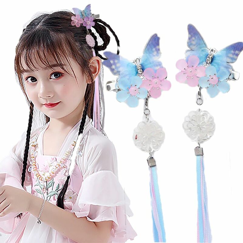 Fairy Ancient Ornaments Children Adult Butterfly Tassel Antique Hair Clip Hair Clips Hanfu Headdress Butterfly Hairpin
