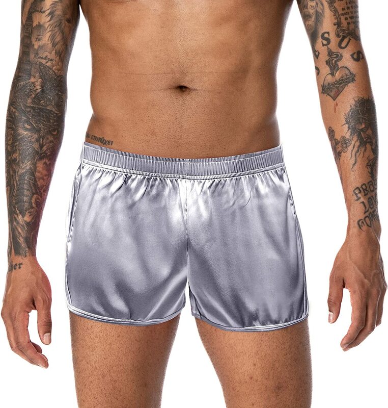FIROTTII-pantalones cortos de satén de 3 pulgadas para hombre, ropa de dormir de satén de seda, pijamas, parte inferior
