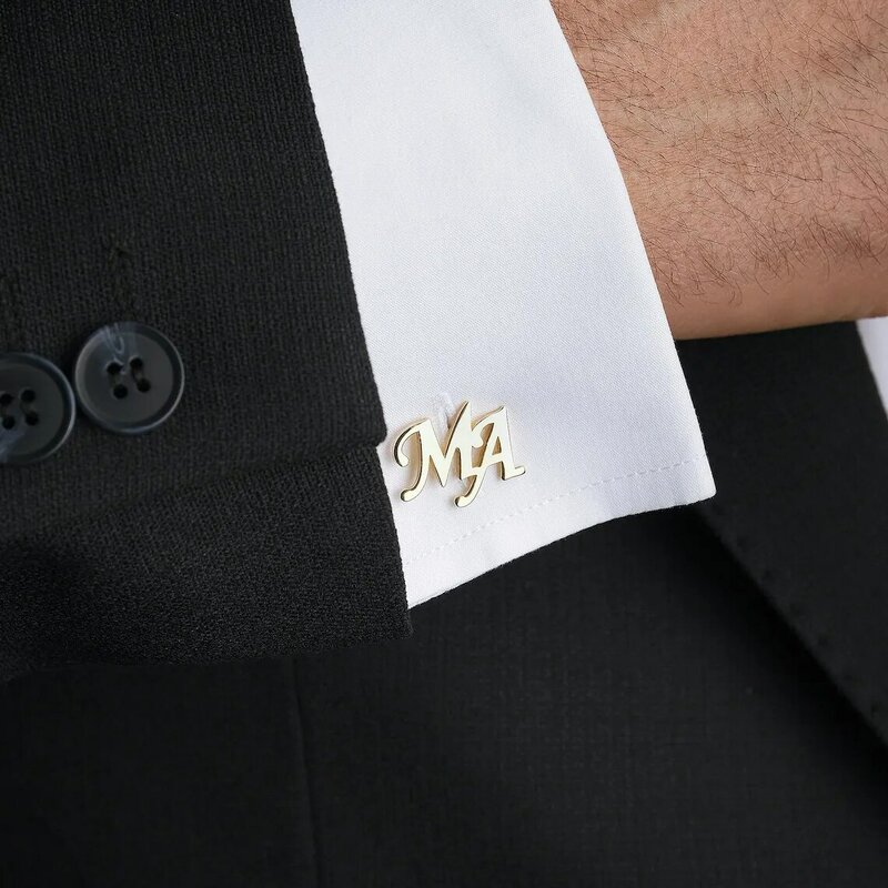 Tangula iniziali personalizzate gemelli per uomo in acciaio inossidabile personalizza gemelli con lettere gioielli da sposa regali per lo sposo
