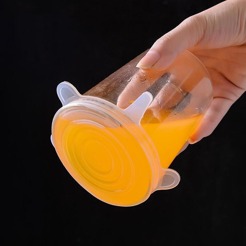 6 buah penutup silikon tutup melar dapat digunakan kembali tahan lama dan sekali tutup silikon untuk makanan segar sisa makanan segar