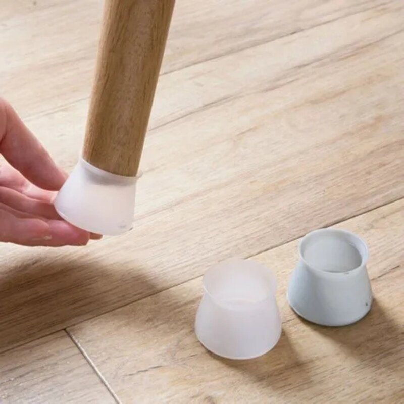 Penutup pelindung kaki kursi silikon elastis antiselip mengurangi kebisingan bawah senyap bantalan dipertebal untuk lantai kaki meja furnitur