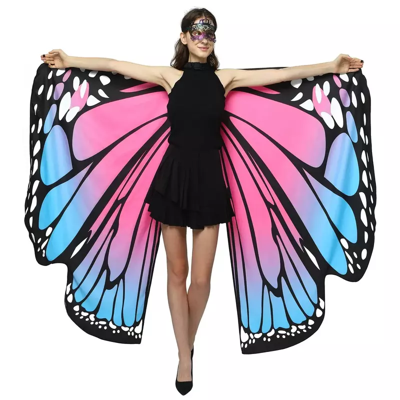 Женский костюм феи эльфа с двусторонним принтом крыльев бабочки для танцев на Хэллоуин