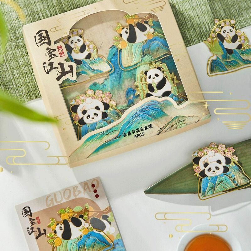 Estilo chinês panda marcador, pingente criativo borla, papelaria escola de metal, alta qualidade, presente para estudante