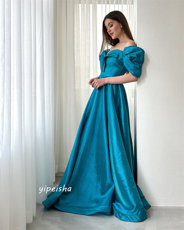 Платье для выпускного вечера, Саудовская Аравия, атласная ткань, с открытыми плечами, на заказ, длина в пол