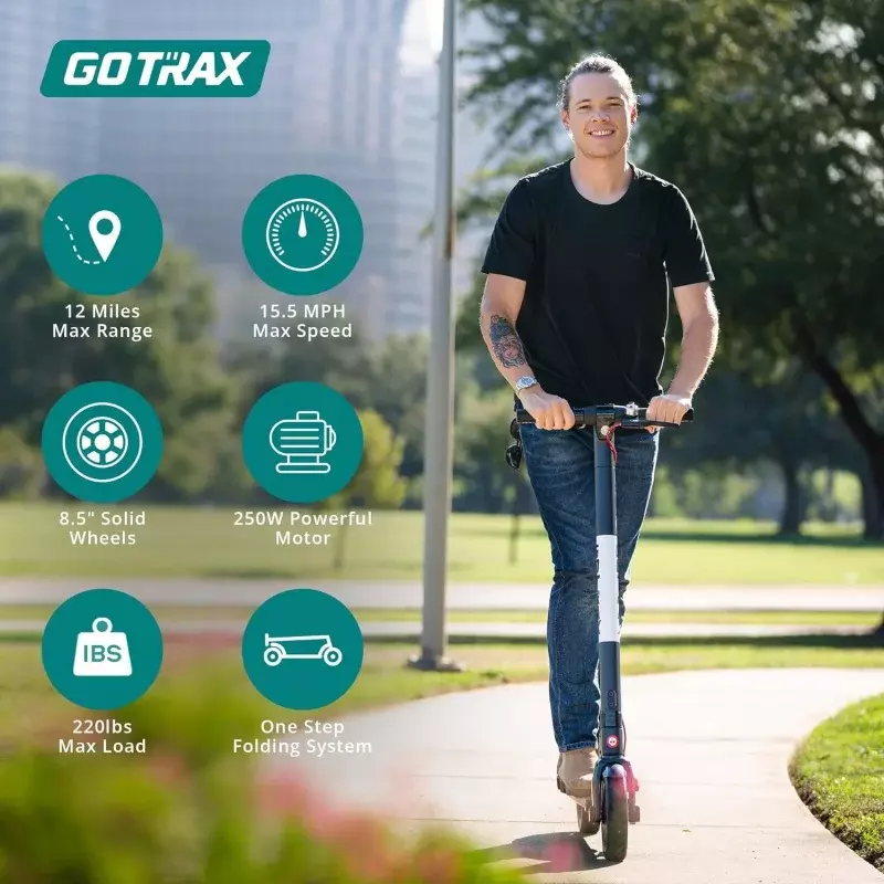 Gotrax GXL V2 Series skuter listrik untuk dewasa, 8.5 "/10" ban Solid, Max 12/16/28 rentang mil, 15.5/20mph daya oleh 250W/300W/500