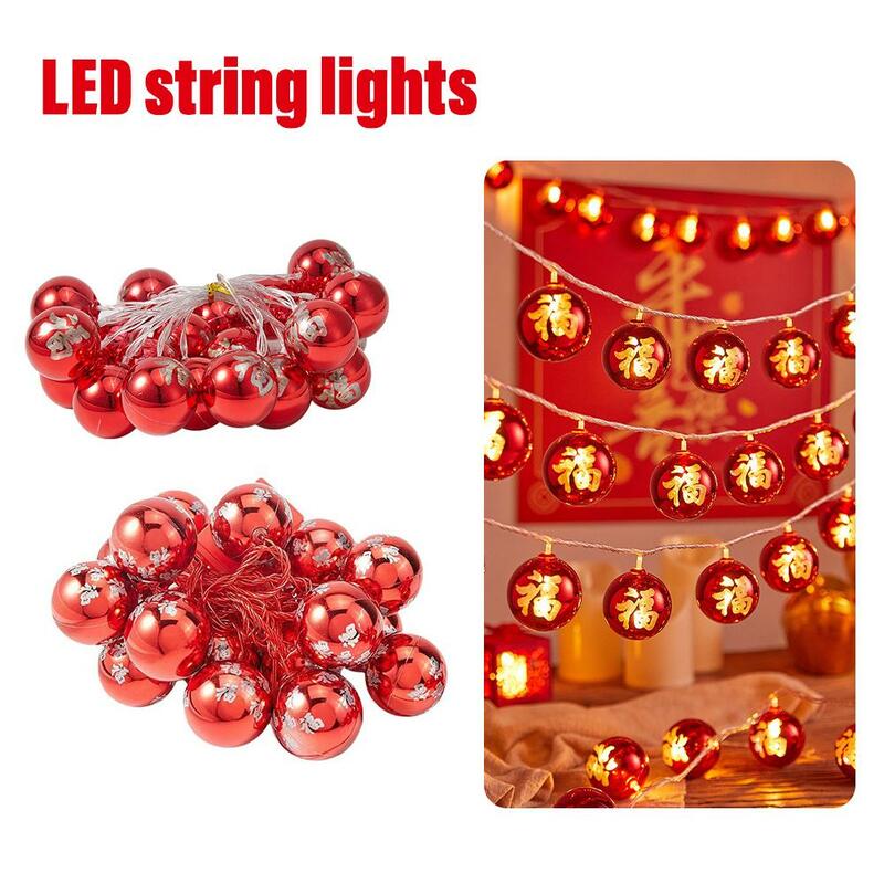 Dekoracja nowego roku światła girlanda żarówkowa LED salon jasny czerwona wiosenna materiały świąteczne lampa ozdobna chiński znak
