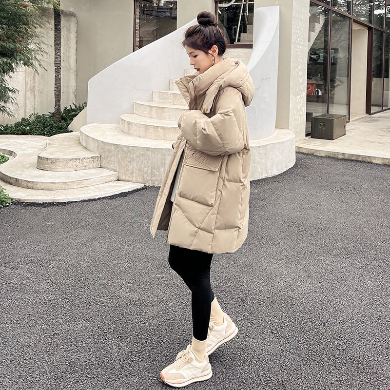 2023 Hooded Parkas Autumn Winter White Duck Down Jacket Women Casual Solid Thicken Warm Coats Female Fashion Loose Oversize B135